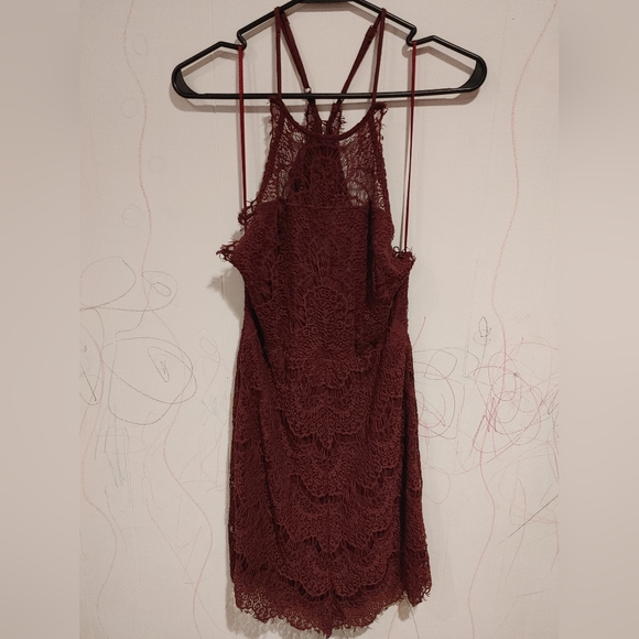 EUC Like New Free People she's got it burgundy sleeveless lace slip dress size S - Picture 7 of 7